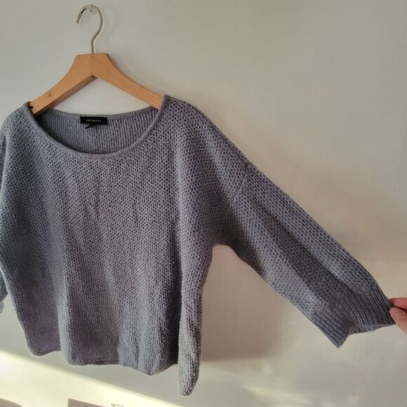 Ann Taylor Acrylic/Wool Blend Women's Blue Gray Sweater M Half Sleeve - Picture 2 of 7